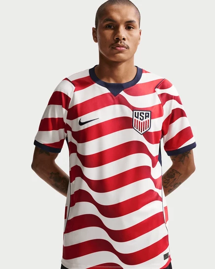 Мужская футбольная джерси Nike USMNT 2026 Stadium Dri-FIT, молочно-белая/темно-синяя