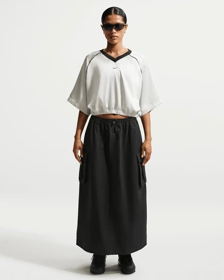 Женская юбка Nike Sportswear Loose Cargo из хлопка, черная/слоновая кость