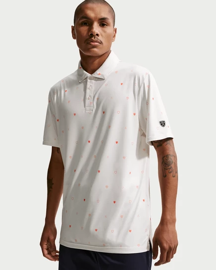Мужское гольф-поло Nike Par Dri-FIT, бело-оранжевое