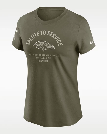 Женская футболка Nike Baltimore Ravens Salute to Service, оливковая