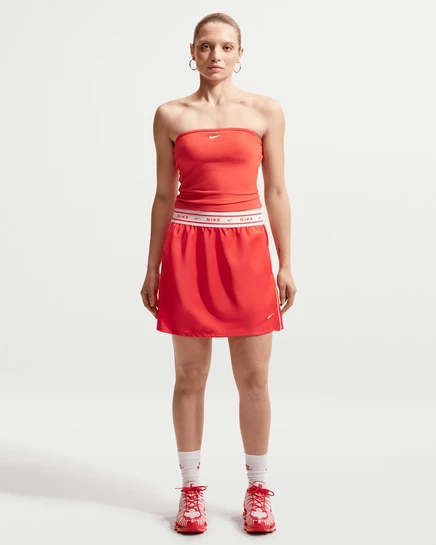 Женская атласная юбка Nike Sportswear, алая/слоновая кость