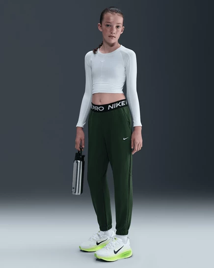 Детские джоггеры Nike Pro Fleece, зеленые/черные/белые