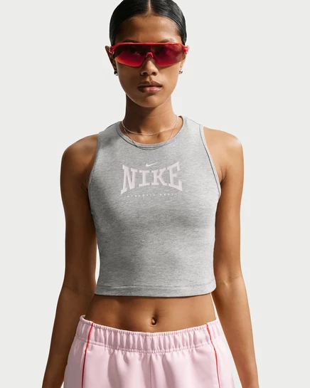 Женская укороченная обтягивающая майка Nike Sportswear Tight, тёмно-серый меланж
