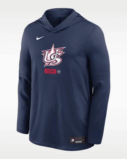 Мужская толстовка с капюшоном Nike USA Baseball 2026 Dri-fit, темно‑синяя