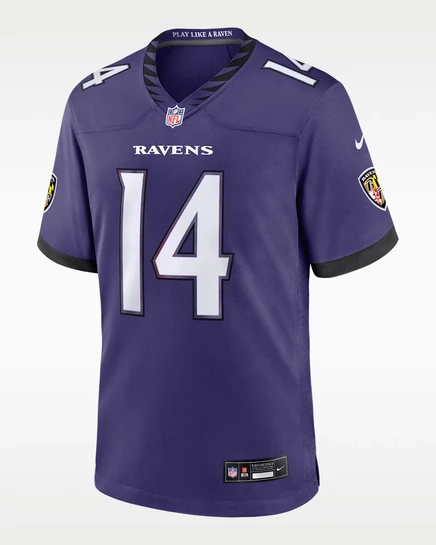 Мужская джерси Nike Lamar Jackson Ravens Game, фиолетовая
