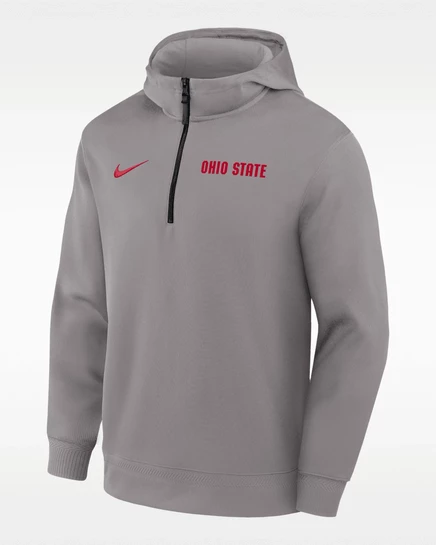 Мужская толстовка премиум-класса Nike Dri-FIT College на молнии 1/4 от Ohio State Coachs серого цвета