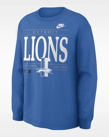 Мужской лонгслив Nike Detroit Lions Rewind Max90, синий