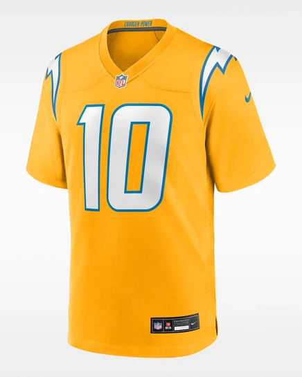 Детская футболка Nike Justin Herbert Los Angeles Chargers, золотая