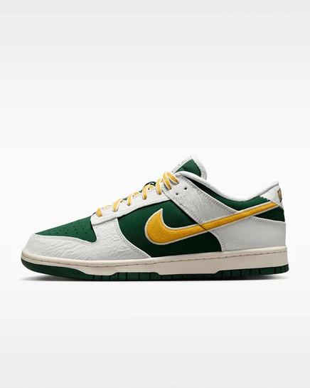 Мужские кеды Nike Dunk Low, молочный/зелёный/красный/золотой
