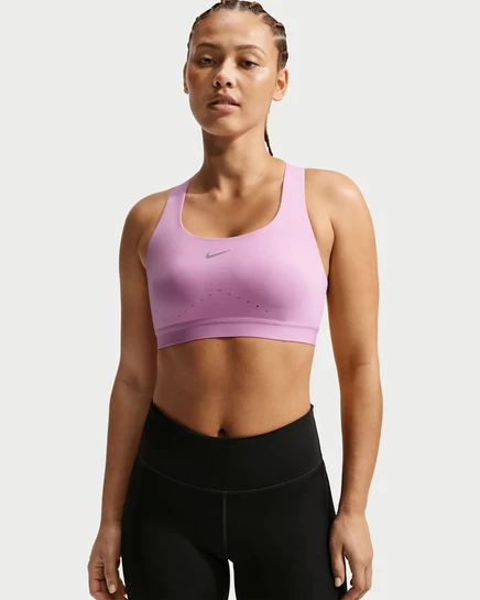 Женский спортивный бюстгальтер Nike Swift, высокая поддержка, светлая магента/серебристый