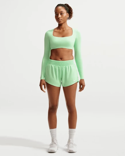 Женские шорты Nike One Dri-FIT 3″ с вкладышем, светло-зеленые