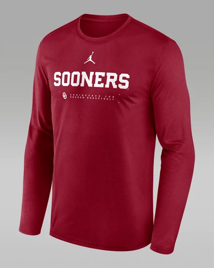 Мужской лонгслив Jordan Oklahoma Courtside Dri-FIT, красный