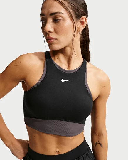Женский спортивный бюстгальтер Nike One с формованной чашкой, черный/темно-серый/белый