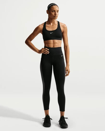 Женские леггинсы Nike One высокой посадки 7/8, черные/тёмно-серые/белые