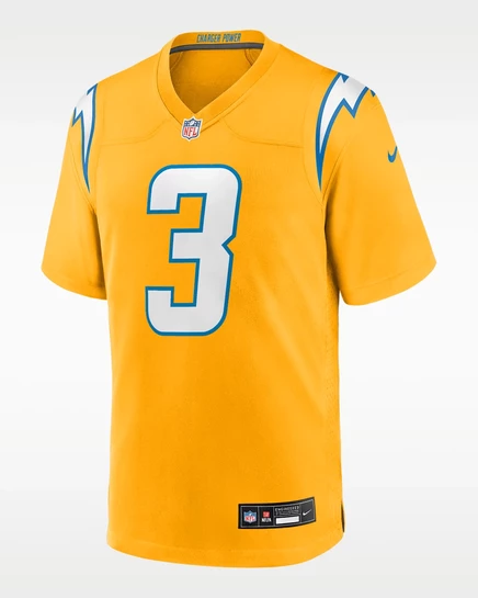 Детская игровая футболка Nike Los Angeles Chargers Derwin James Jr., золотая