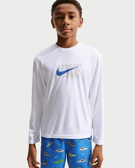 Мальчиковый плавательный лонгслив Nike Hydroguard Dri-FIT, белый