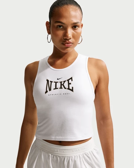 Женская обтягивающая укороченная майка Nike Sportswear, белая