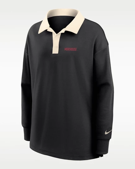 Женское поло Nike Morehouse College, черное/бежевое
