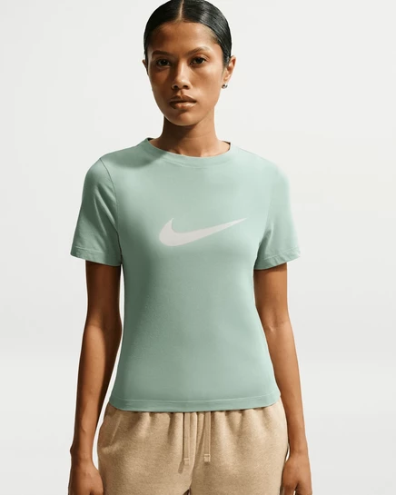 Женская футболка Nike Sportswear Slim с логотипом, серо-бежевая