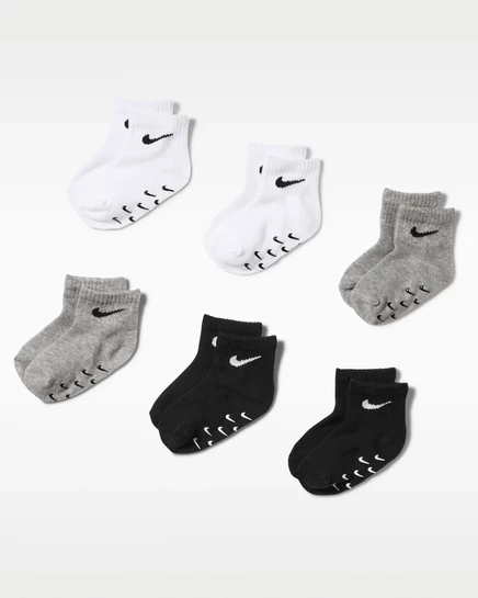 Носки для младенцев Nike Swoosh, 6 пар, тёмно-серые
