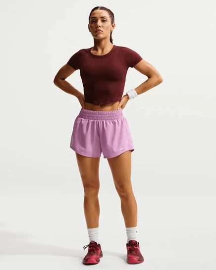 Женские шорты Nike One 3″ средней посадки, пурпурные/белые