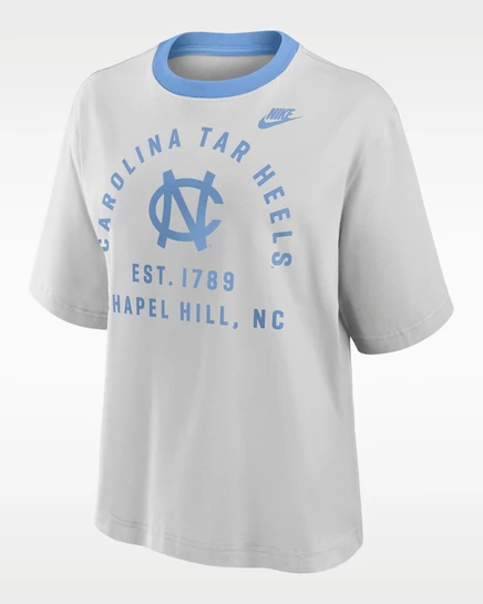 Женская футболка Nike North Carolina Legacy Arch Script Boxy, пыльно-серая