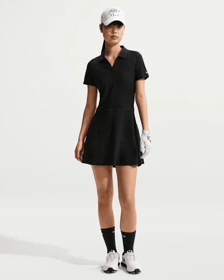 Женское платье Nike Victory Dri-FIT поло для гольфа, черно-белое
