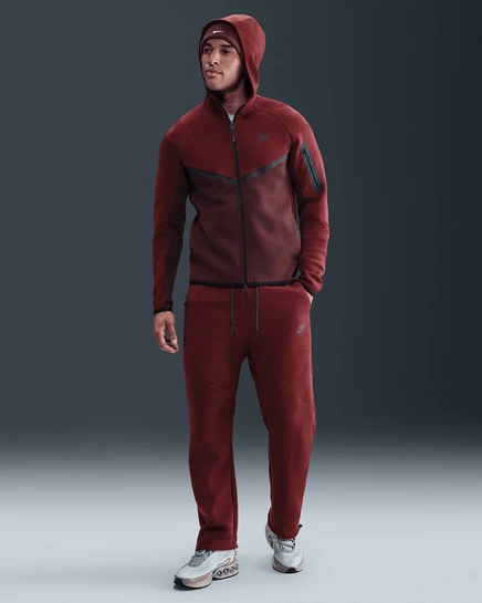 Мужские флисовые штаны Nike Tech с открытым низом, темно-красные/черные