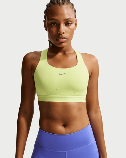 Женский спортивный бюстгальтер Nike Swift высокой поддержки, светло-лимонный/серебристый