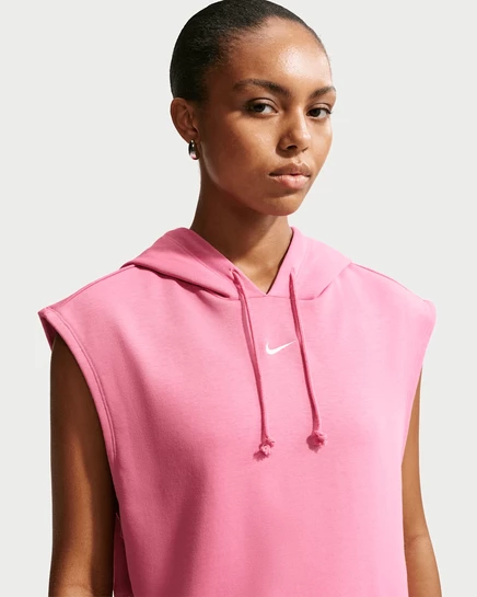 Женский топ без рукавов Nike Sportswear Phoenix Fleece, пудрово-розовый/белый