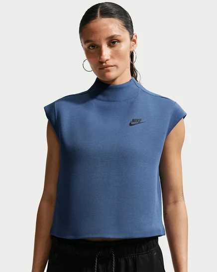 Женский топ Nike Tech Fleece короткий, темно-синий/черный