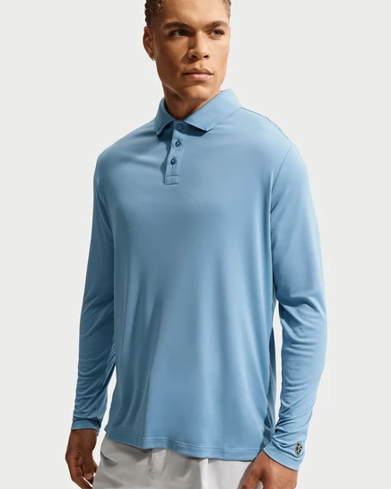 Мужская поло Nike Par Dri-FIT с длинным рукавом, синий