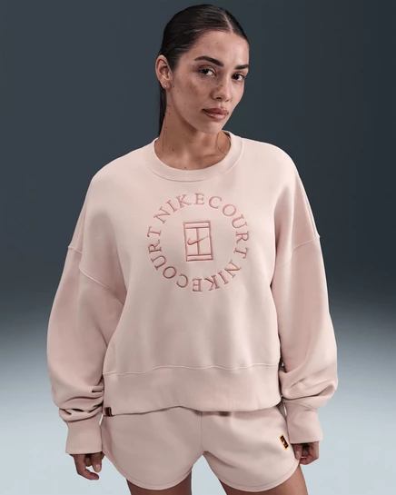 Женский свитшот NikeCourt Phoenix Fleece оверсайз, красный