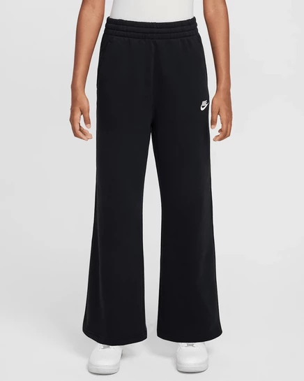 Детские широкие флисовые брюки Nike Sportswear Club, черно‑белые