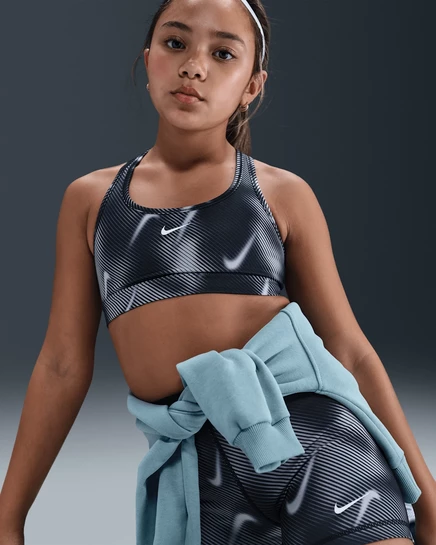 Спортивный бюстгальтер для девочек Nike Pro Swoosh, черный/белый