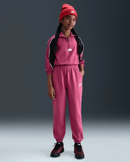 Детские джоггеры Nike Club, малиновые с белым