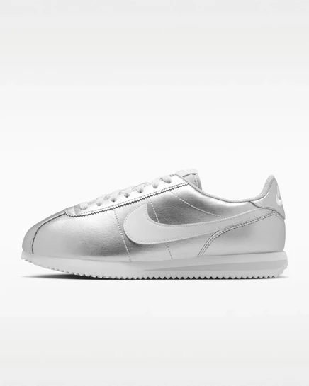 Женские кроссовки Nike Cortez, металлик серебристый/белый