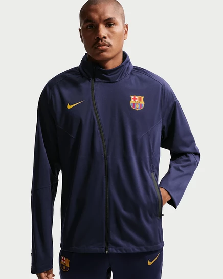 Мужская куртка-дождевик Nike FC Barcelona, синяя/желтая