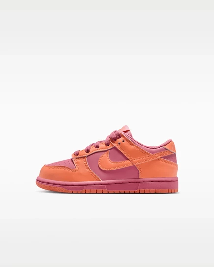 Детские кеды Nike Dunk Low, пионовый/оранжевый