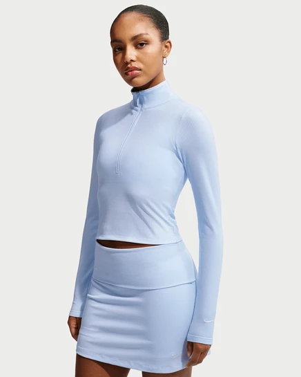 Женский топ Nike Chill Knit 1/4 молния, голубой/белый