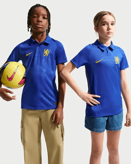 Детская футболка Nike Chelsea FC 2026/27, синяя/золотая