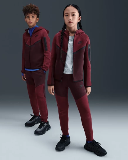 Детские джоггеры Nike Sportswear Tech Fleece, бордовые/черные