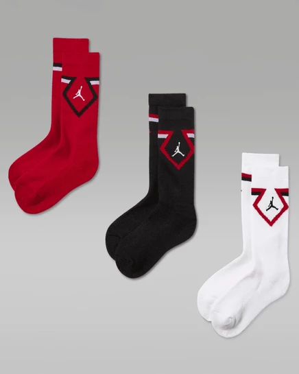 Носки для мальчиков Jordan Diamond Crew, 3 пары, красные