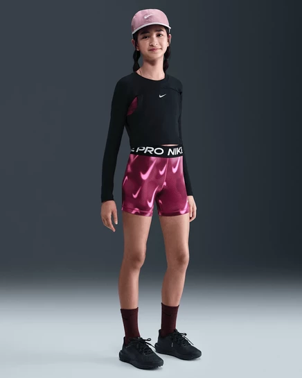 Детские шорты Nike Pro Dri-FIT 3″, свекольные/белые