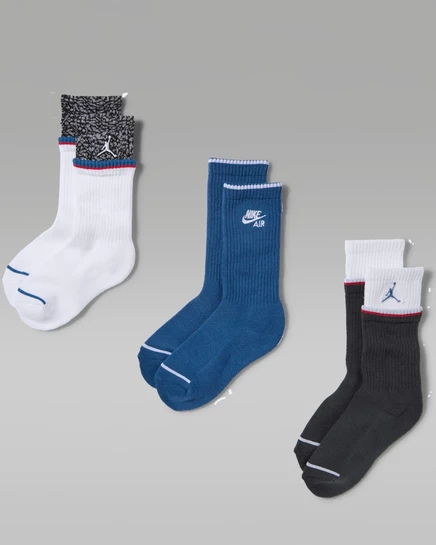 Jordan Kids' AJ3 Retro Crew Socks (3 Pairs) true blue