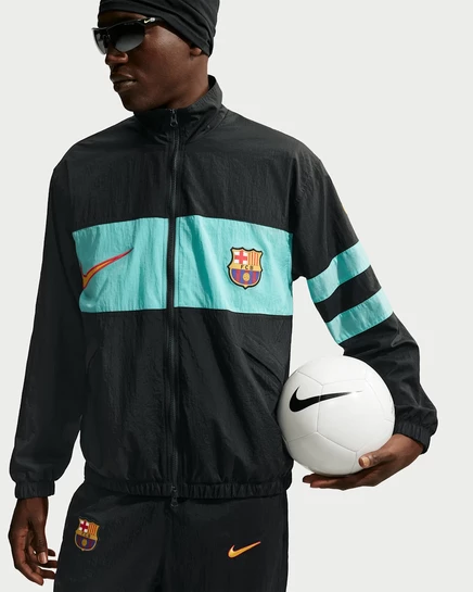 Мужская куртка Nike Barcelona i96, черно-зелено-золотая