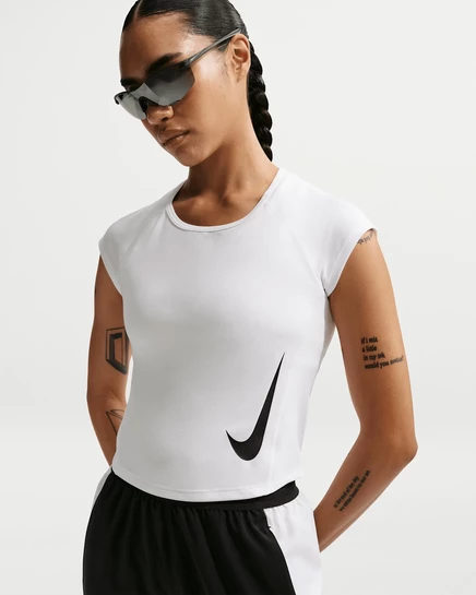 Женский топ Nike Tempo Swoosh Dri-FIT, белый/черный