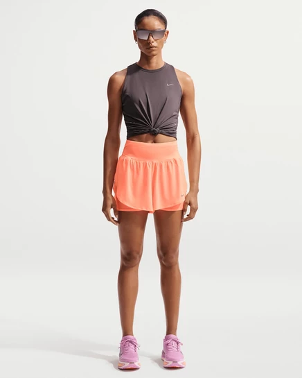 Женские шорты Nike Flow Dri-FIT 2-в-1 сетчатые, оранжевые