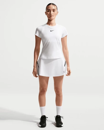 Женская теннисная юбка NikeCourt, высокая, белый/черный