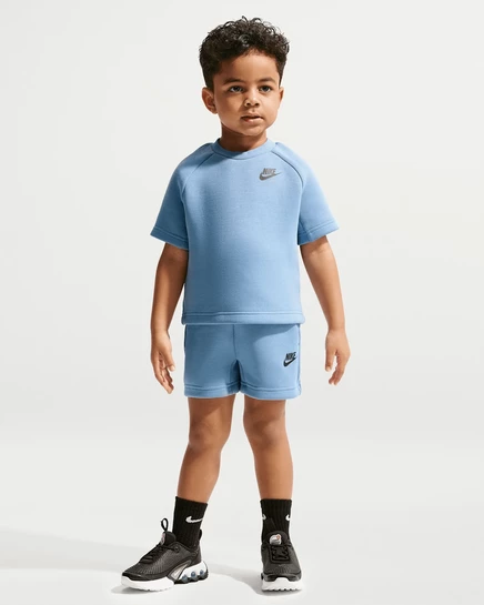 Унисекс комплект Nike Tech Fleece — футболка и шорты, синий
